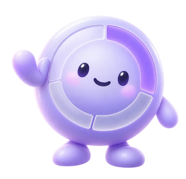 Lunoom’s lavender orbit mascot waving